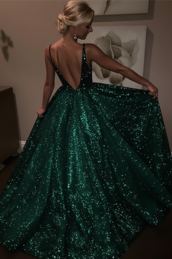 Elegante Abendkleider Lang Weiß Pailletten A Line Abiballkleider Günstig Online