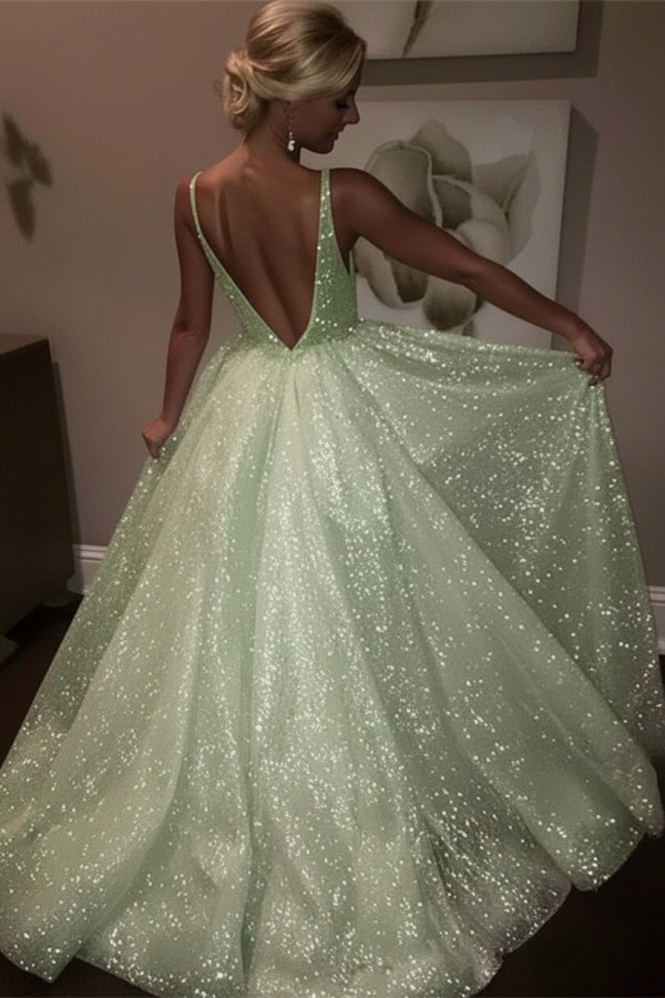 Elegante Abendkleider Lang Weiß Pailletten A Line Abiballkleider Günstig Online