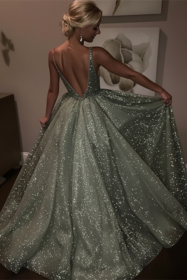 Elegante Abendkleider Lang Weiß Pailletten A Line Abiballkleider Günstig Online