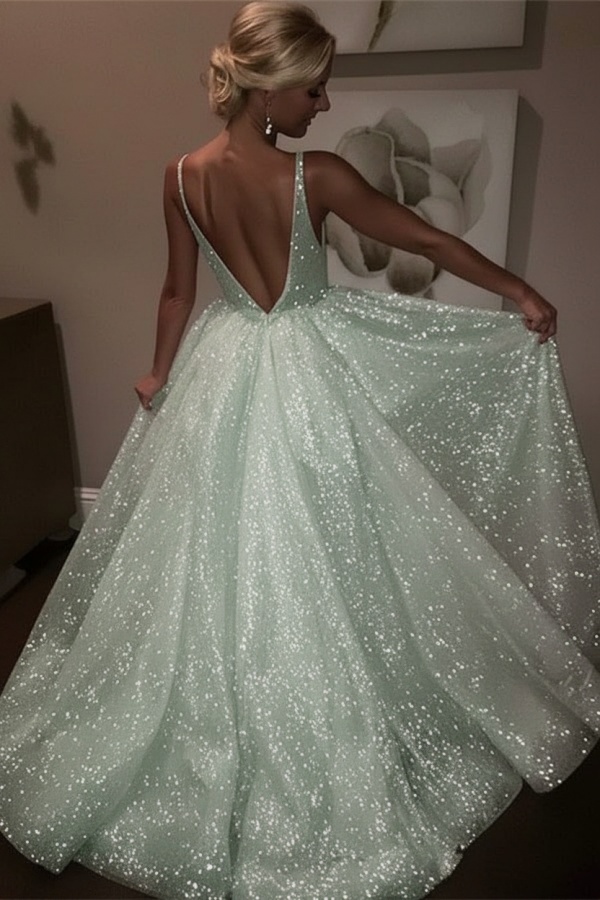 Elegante Abendkleider Lang Weiß Pailletten A Line Abiballkleider Günstig Online