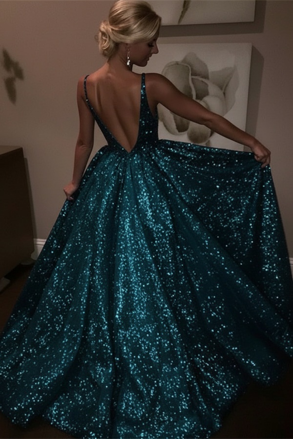 Elegante Abendkleider Lang Weiß Pailletten A Line Abiballkleider Günstig Online