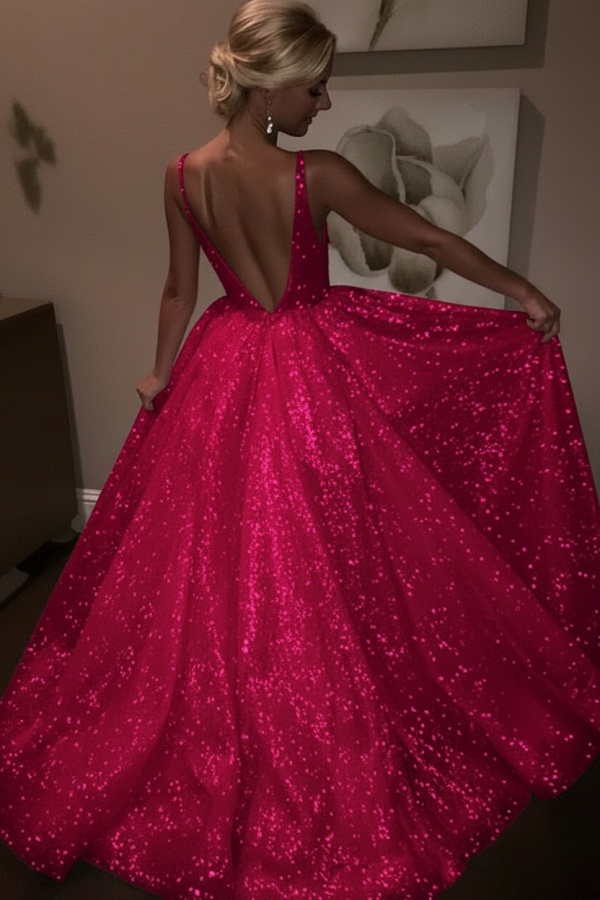 Elegante Abendkleider Lang Weiß Pailletten A Line Abiballkleider Günstig Online