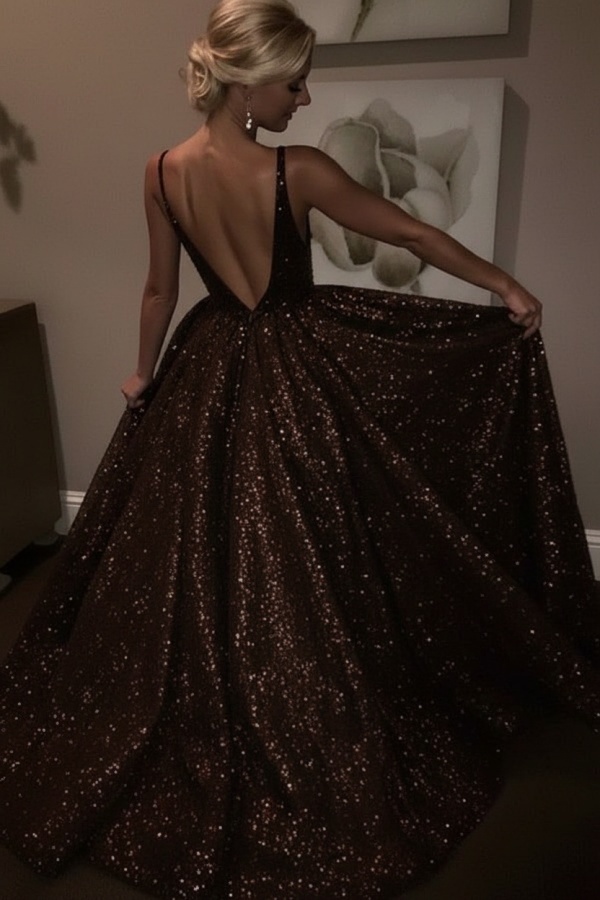 Elegante Abendkleider Lang Weiß Pailletten A Line Abiballkleider Günstig Online