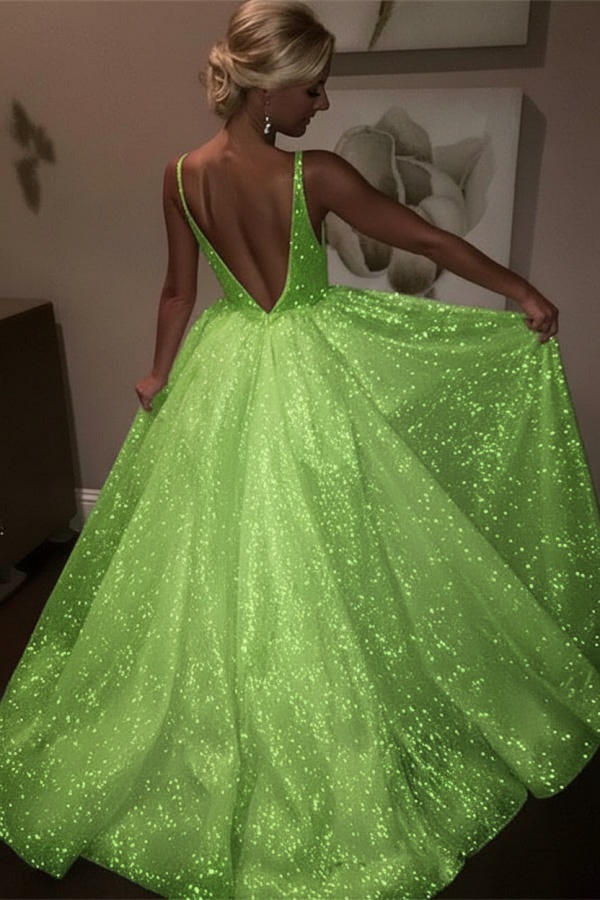 Elegante Abendkleider Lang Weiß Pailletten A Line Abiballkleider Günstig Online