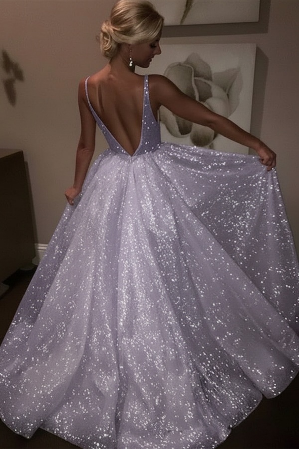 Elegante Abendkleider Lang Weiß Pailletten A Line Abiballkleider Günstig Online