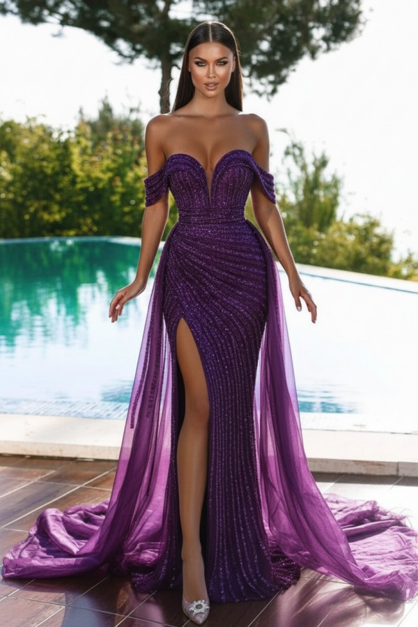 Elegante Abendkleider Lang Glitzer | Luxus Abiballkleider Online