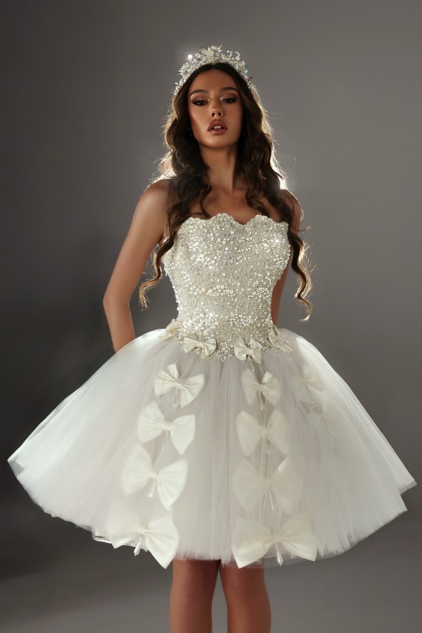 Designer Brautkleider Kurz Spitze Hochzeitskleider mit Glitzer-babyonlinedressde