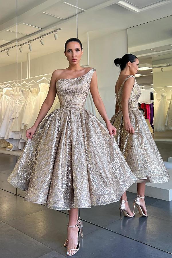 Champagner Brautmutterkleider Kurz Glitzer Kleider für Brautmutter zum Party-babyonlinedressde