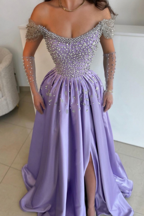Luxus Abendkleider Lang Dusty Blau | Abiballkleider mit Glitzer