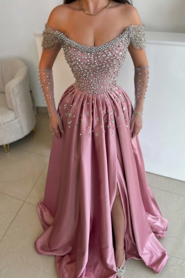 Luxus Abendkleider Lang Dusty Blau | Abiballkleider mit Glitzer