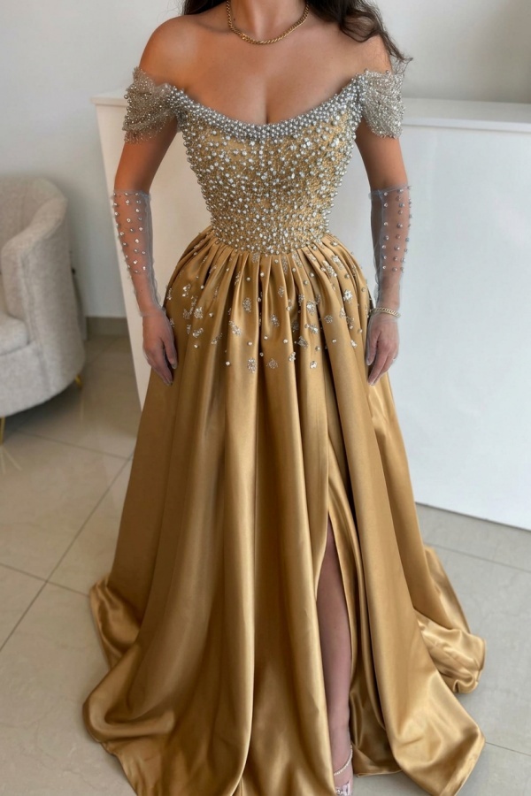 Luxus Abendkleider Lang Dusty Blau | Abiballkleider mit Glitzer