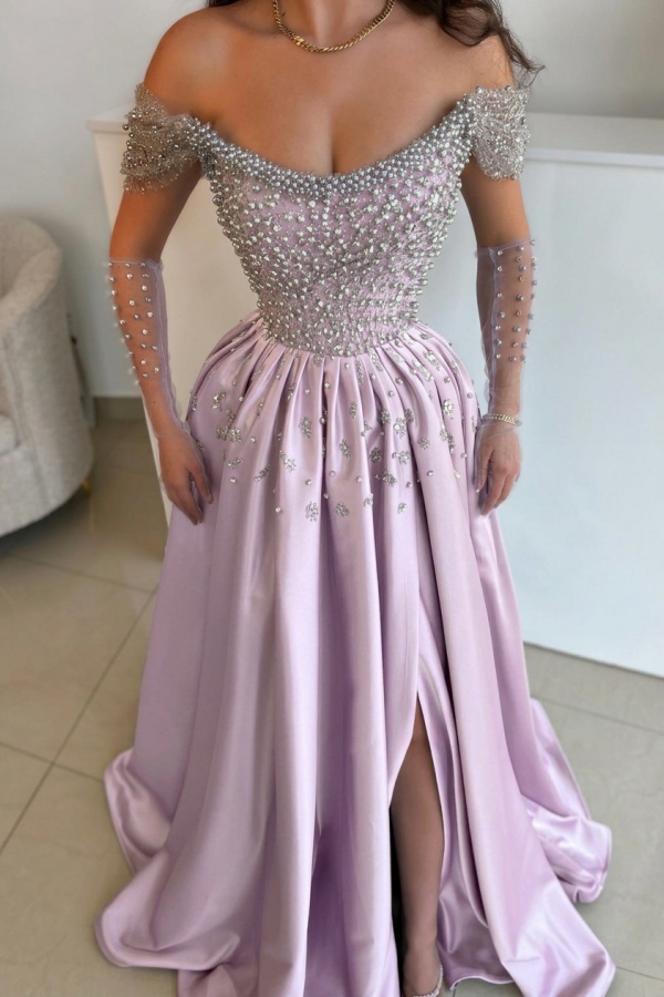 Luxus Abendkleider Lang Dusty Blau | Abiballkleider mit Glitzer