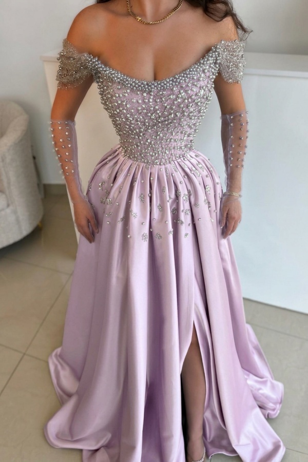 Luxus Abendkleider Lang Dusty Blau | Abiballkleider mit Glitzer