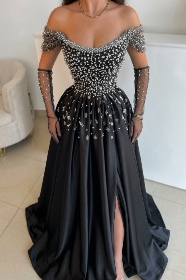 Luxus Abendkleider Lang Dusty Blau | Abiballkleider mit Glitzer