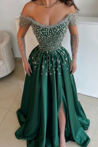 Luxus Abendkleider Lang Dusty Blau | Abiballkleider mit Glitzer