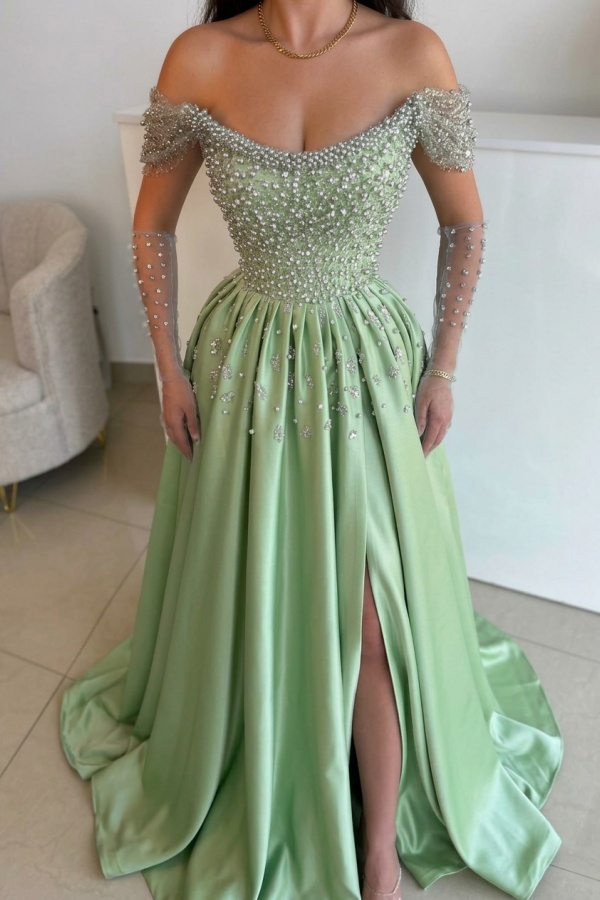 Luxus Abendkleider Lang Dusty Blau | Abiballkleider mit Glitzer