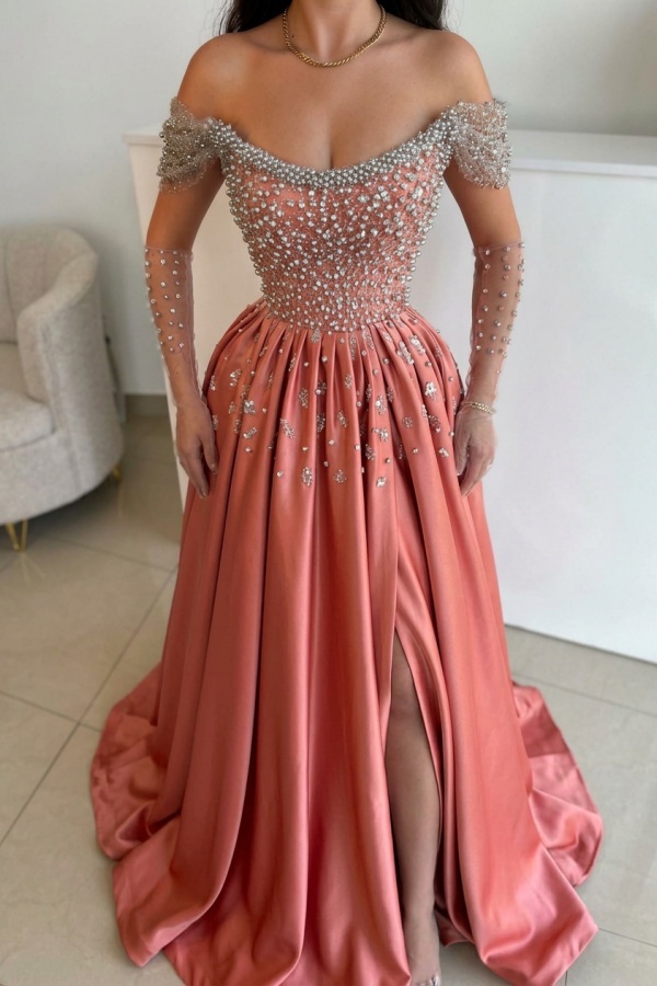 Luxus Abendkleider Lang Dusty Blau | Abiballkleider mit Glitzer