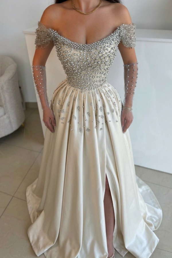 Luxus Abendkleider Lang Dusty Blau | Abiballkleider mit Glitzer