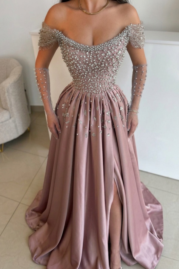 Luxus Abendkleider Lang Dusty Blau | Abiballkleider mit Glitzer