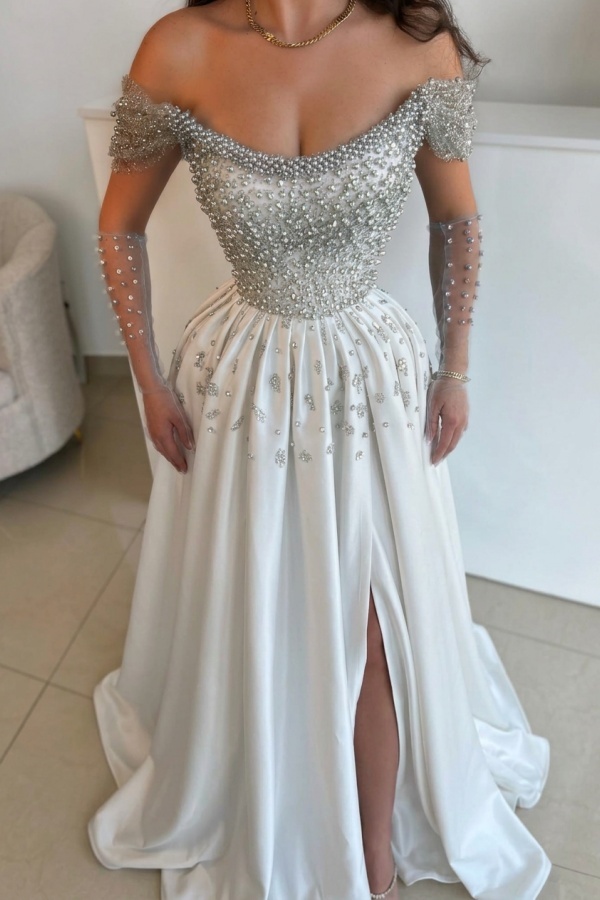 Luxus Abendkleider Lang Dusty Blau | Abiballkleider mit Glitzer