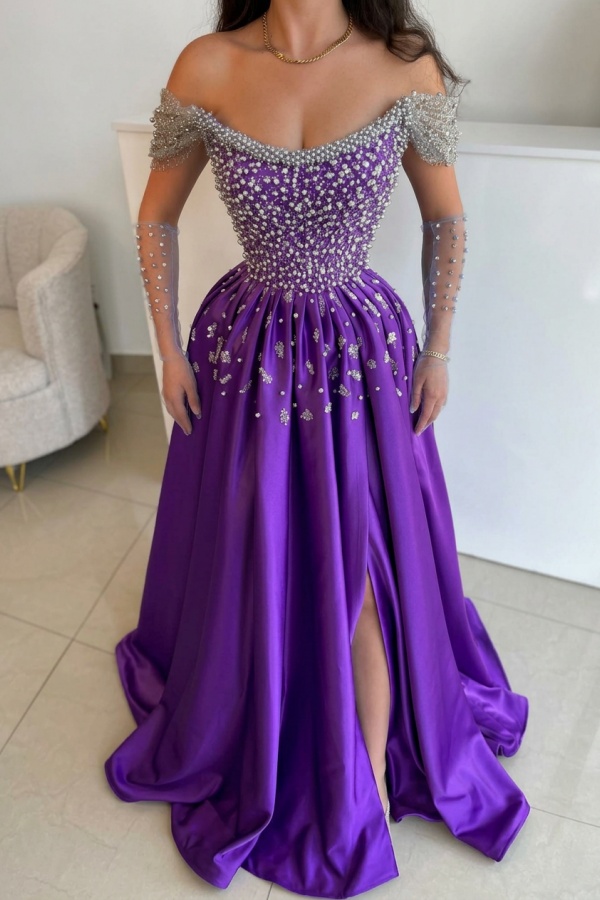 Luxus Abendkleider Lang Dusty Blau | Abiballkleider mit Glitzer