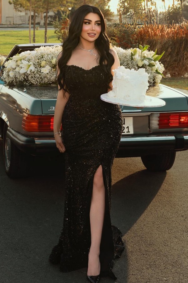 Schlichte Abendkleider Lang Schwarz | Abendmoden Abiballkleider Günstig