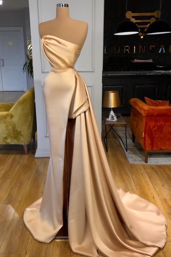 Champagner Abendkleider Lang Schlicht Ballkleider Partykleider