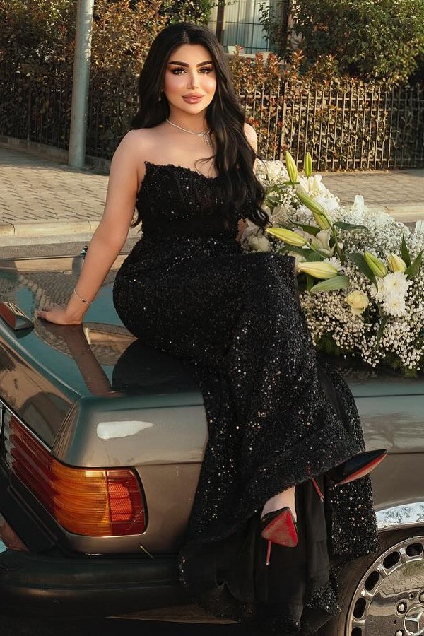 Schlichte Abendkleider Lang Schwarz | Abendmoden Abiballkleider Günstig