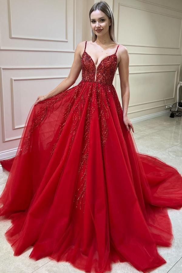 Designer Abendkleider Lang Glitzer Rote Ballkleider Günstig