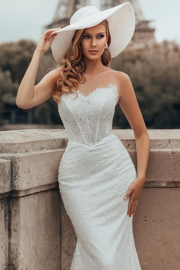 Schöne Schlichte Hochzeitskleider Spitze Brautkleider Meerjungfrau Stil-babyonlinedressde