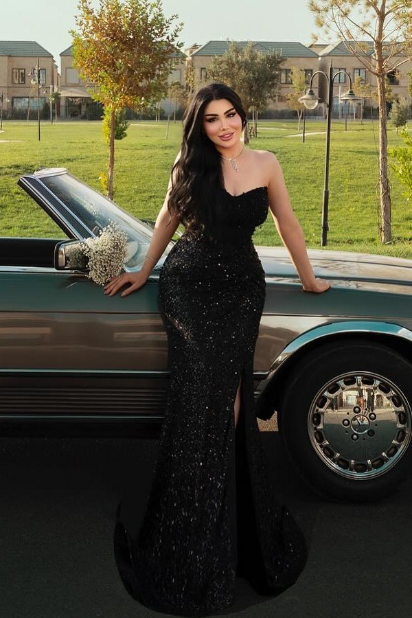 Schlichte Abendkleider Lang Schwarz | Abendmoden Abiballkleider Günstig