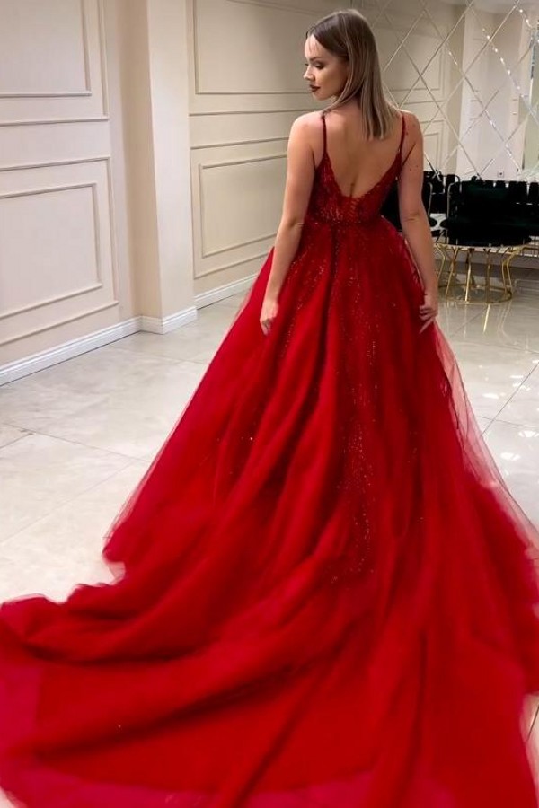Designer Abendkleider Lang Glitzer Rote Ballkleider Günstig