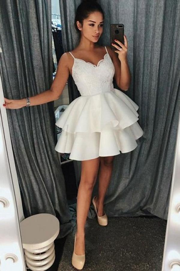 Elegante Cocktailkleider Kurz | Abiballkleider Weiß-babyonlinedressde