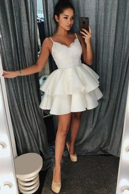 Elegante Cocktailkleider Kurz | Abiballkleider Weiß-babyonlinedressde