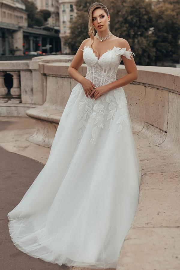 Schöne Hochzeitkskleider A Linie Mit Spitze Brautkleider Brautmoden Online-babyonlinedressde