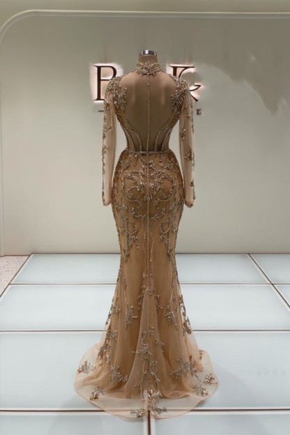 Golden Abendkleider Lang Spitze Ballkleider Mit Glitzer Günstig