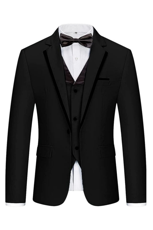 Geoff Fancy Black Notched Lapel Three Pieces Men Suits For Business-babyonlinedressde