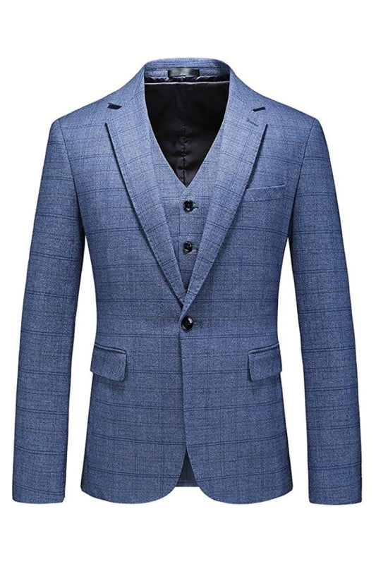 Haie Modern Light Blue Notched Lapel Three Pieces Men Suits For Business-babyonlinedressde