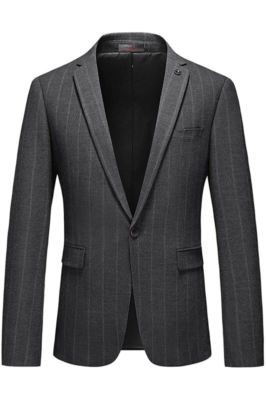 Iarkin Fancy Gray Peaked Lapel Striped Men Suits For Business-babyonlinedressde