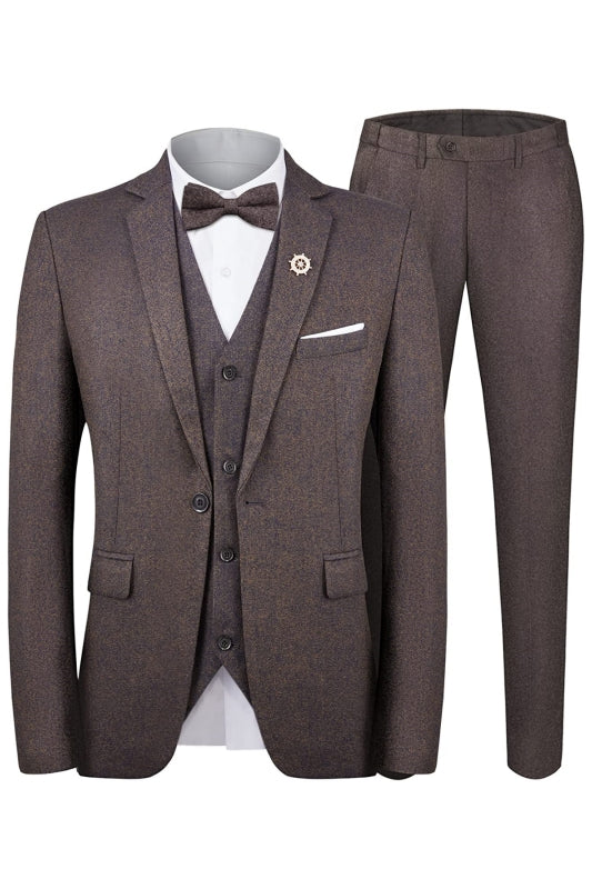 Ianden Chic Light Coffee Notched Lapel Three Pieces Business Men Suits-babyonlinedressde