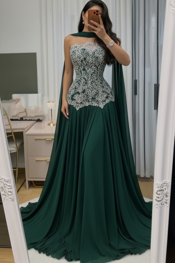 Himmel Blau Abendkleid Lang Mit Spitze Chiffon Ballkleid Günstig