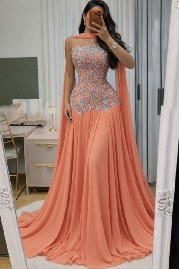 Himmel Blau Abendkleid Lang Mit Spitze Chiffon Ballkleid Günstig