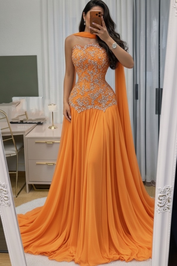 Himmel Blau Abendkleid Lang Mit Spitze Chiffon Ballkleid Günstig