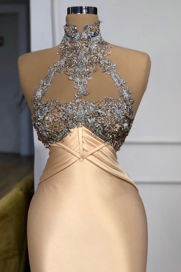 Sexy Abendkleider Lang Champagner Ballkleider mit Glitzer