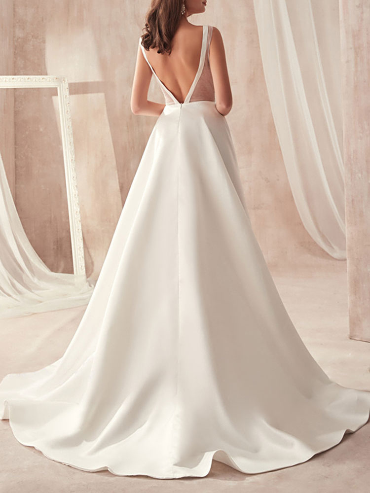 Schliches Hochzeitskleid A Linie | Brautkleider Günstig Online-babyonlinedressde