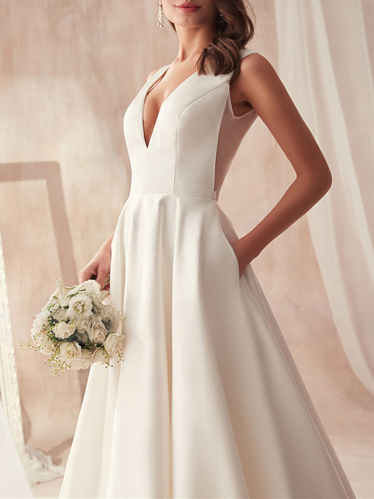 Schliches Hochzeitskleid A Linie | Brautkleider Günstig Online-babyonlinedressde