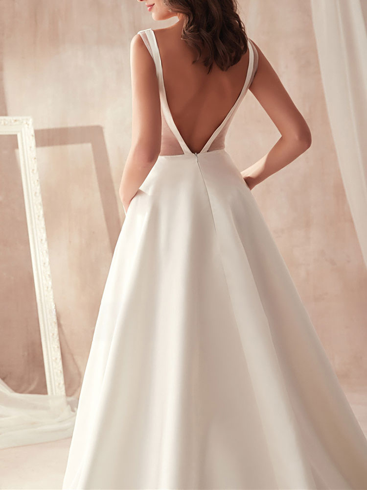 Schliches Hochzeitskleid A Linie | Brautkleider Günstig Online-babyonlinedressde