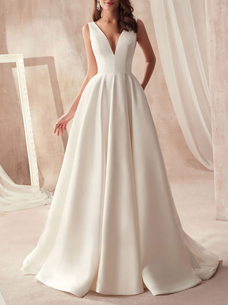Schliches Hochzeitskleid A Linie | Brautkleider Günstig Online-babyonlinedressde