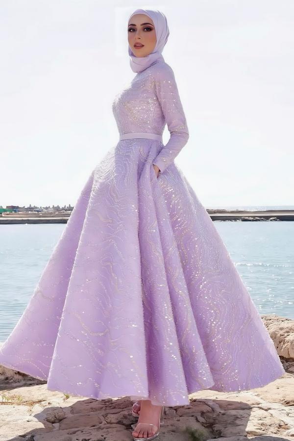 Lilac Abendkleider Lang Spitze Ballkleider Abiballkleider Online