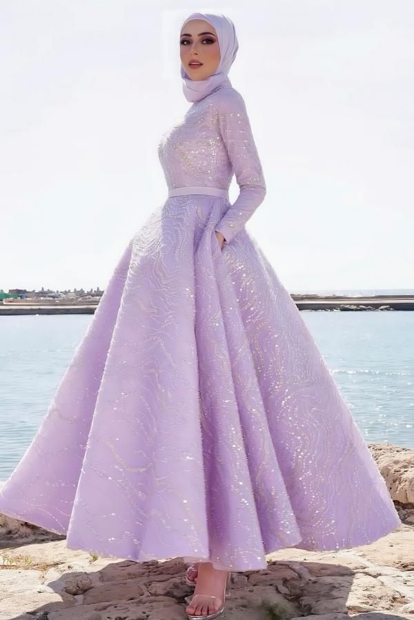 Lilac Abendkleider Lang Spitze Ballkleider Abiballkleider Online
